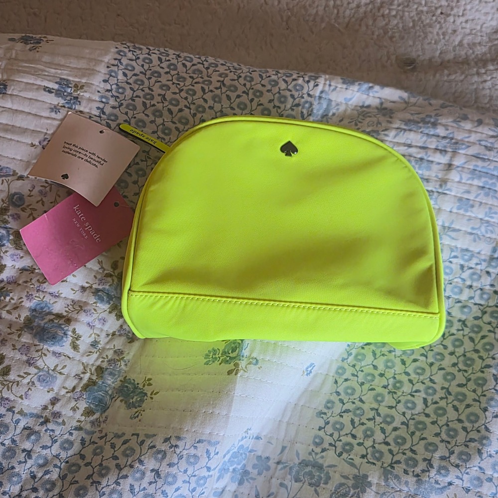 NWT Kate Spade New York Neon Yellow Cosmetic Bag Boutique Preppy Y2K Dome Clean